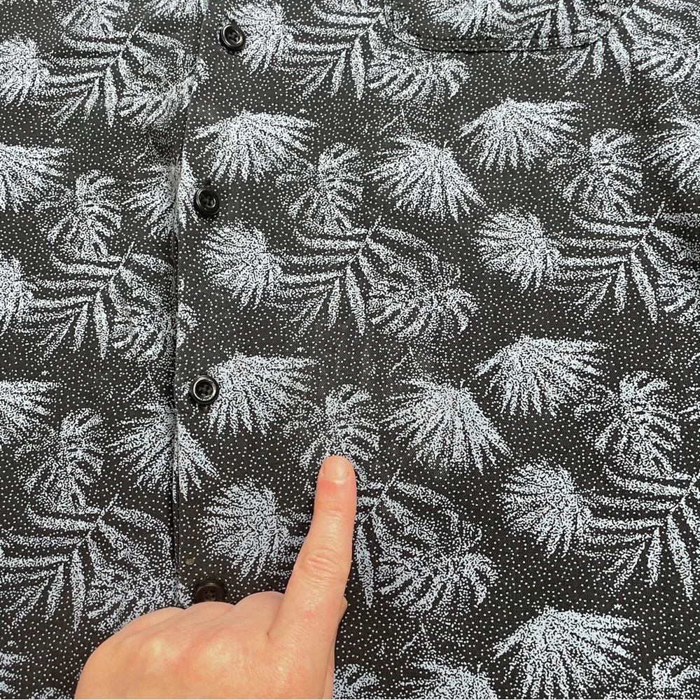 Nat Nast Shirt Large Mens Silk Blend Tropical Hawaiian Palm Print Blue Button Up - Picture 6 of 7